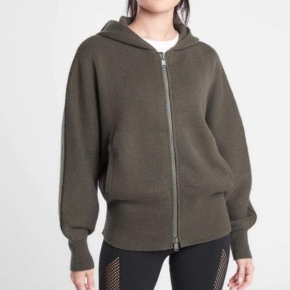 Athleta Aurora Dolman Full Zip Hooded Sweater L